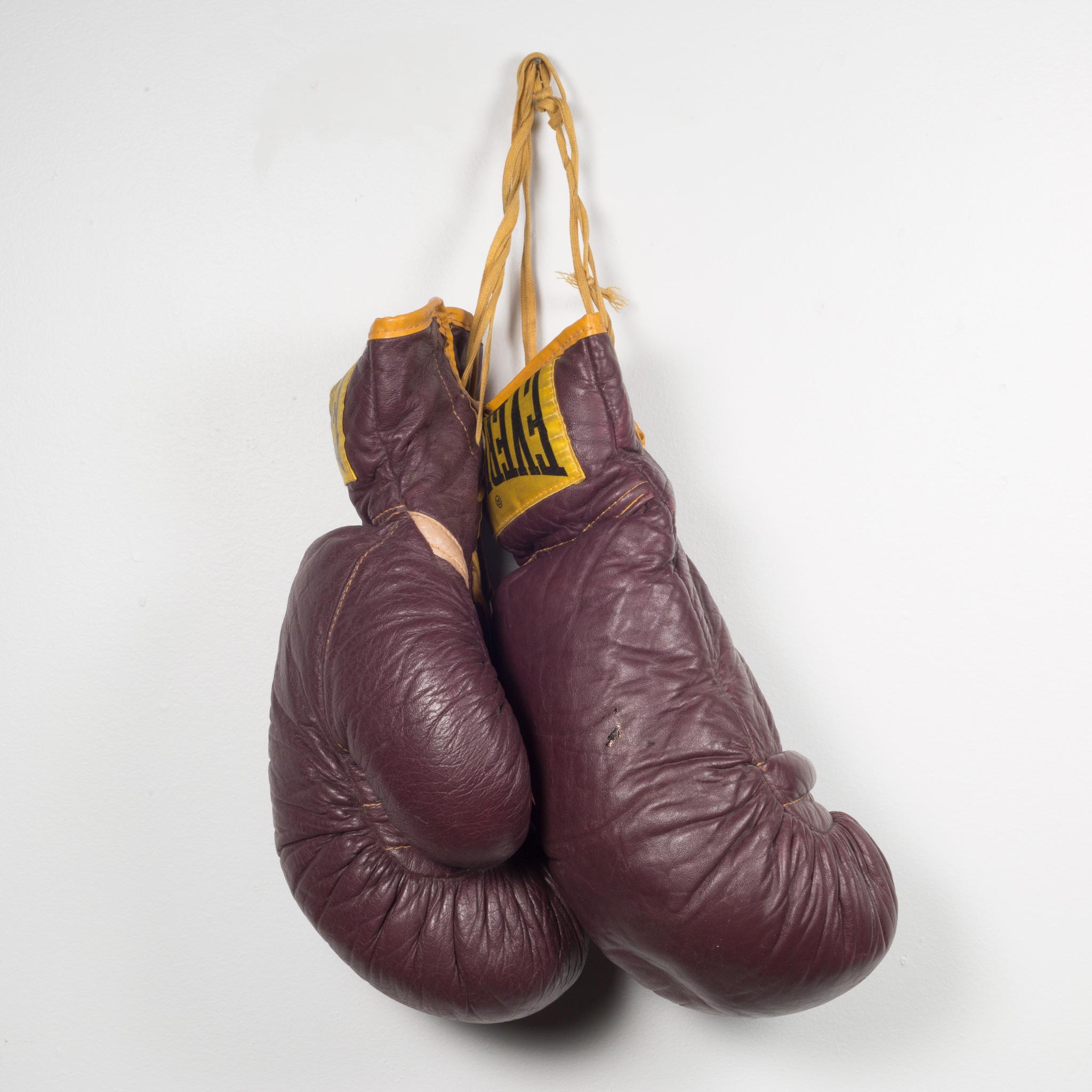 vintage brown boxing gloves
