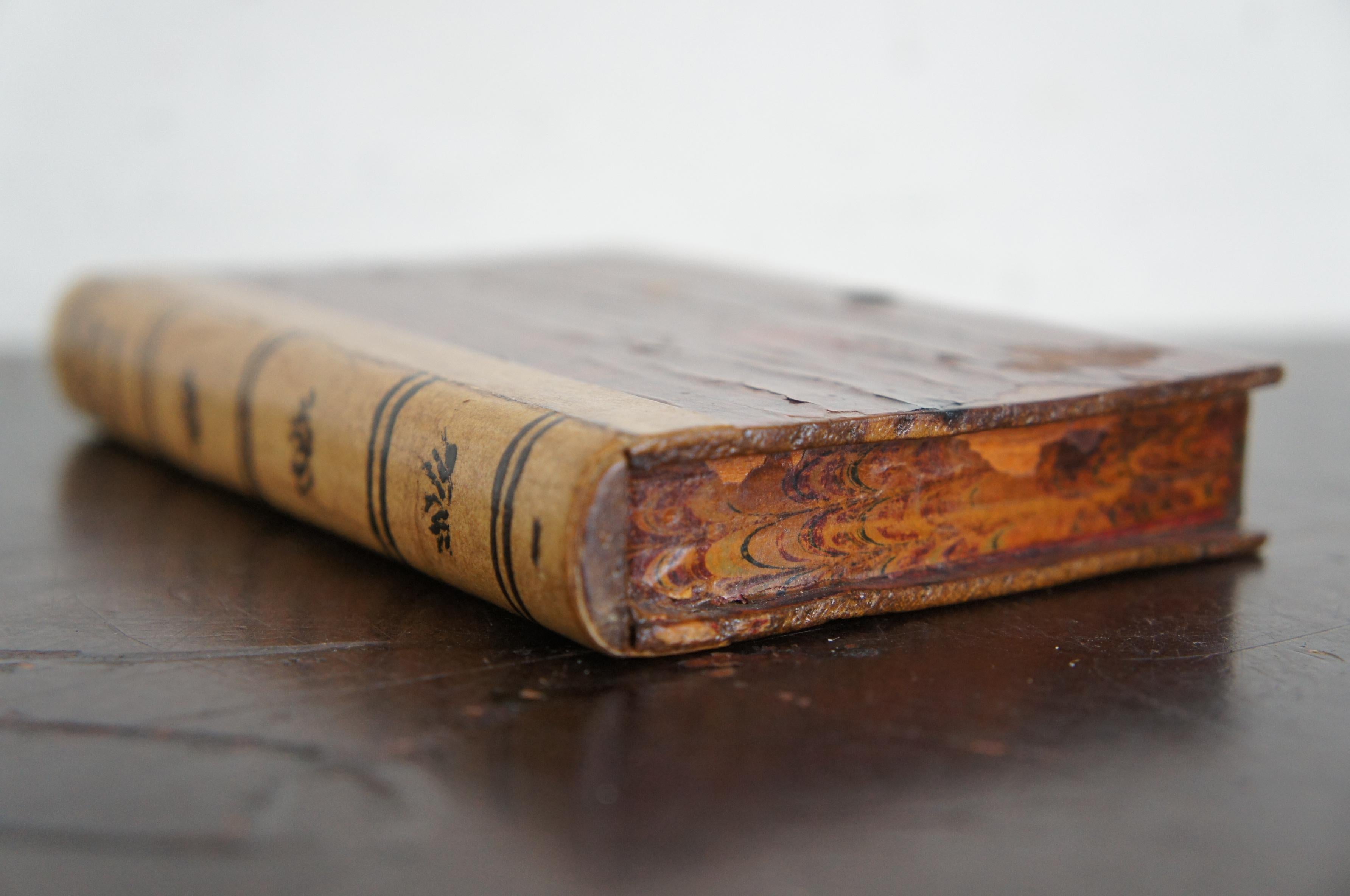 Vintage Leather Faux False Book Keepsake Cigarette Box Marbled Edges 3