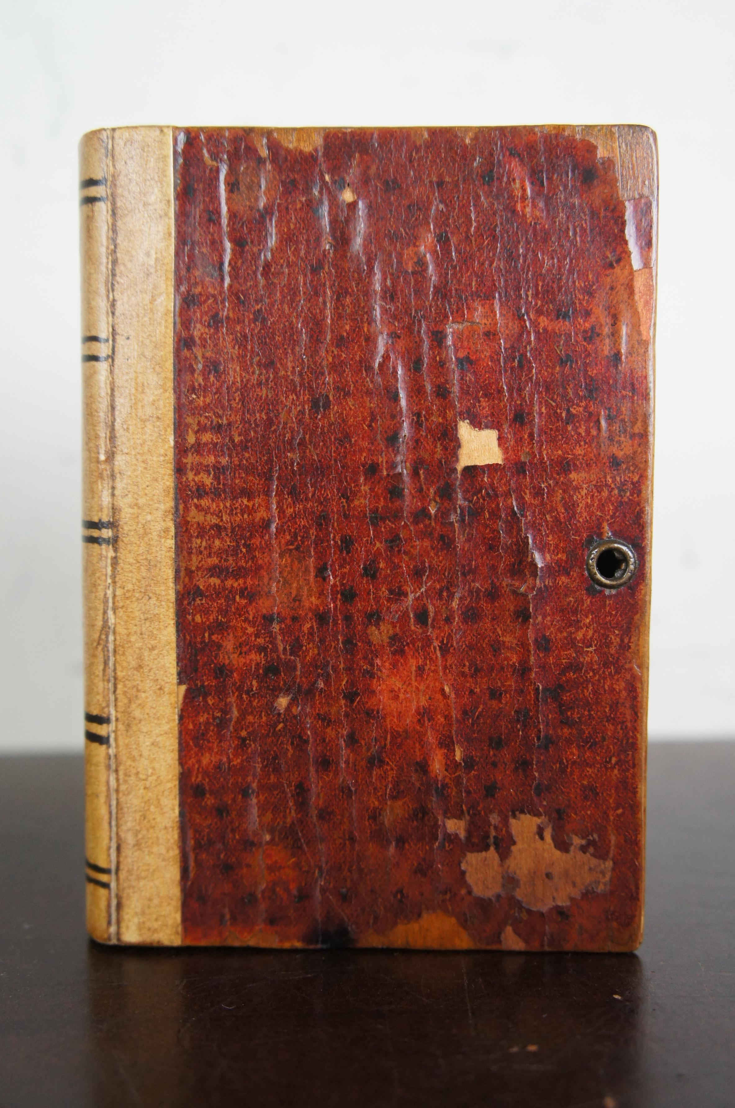 Vintage Leather Faux False Book Keepsake Cigarette Box Marbled Edges 4