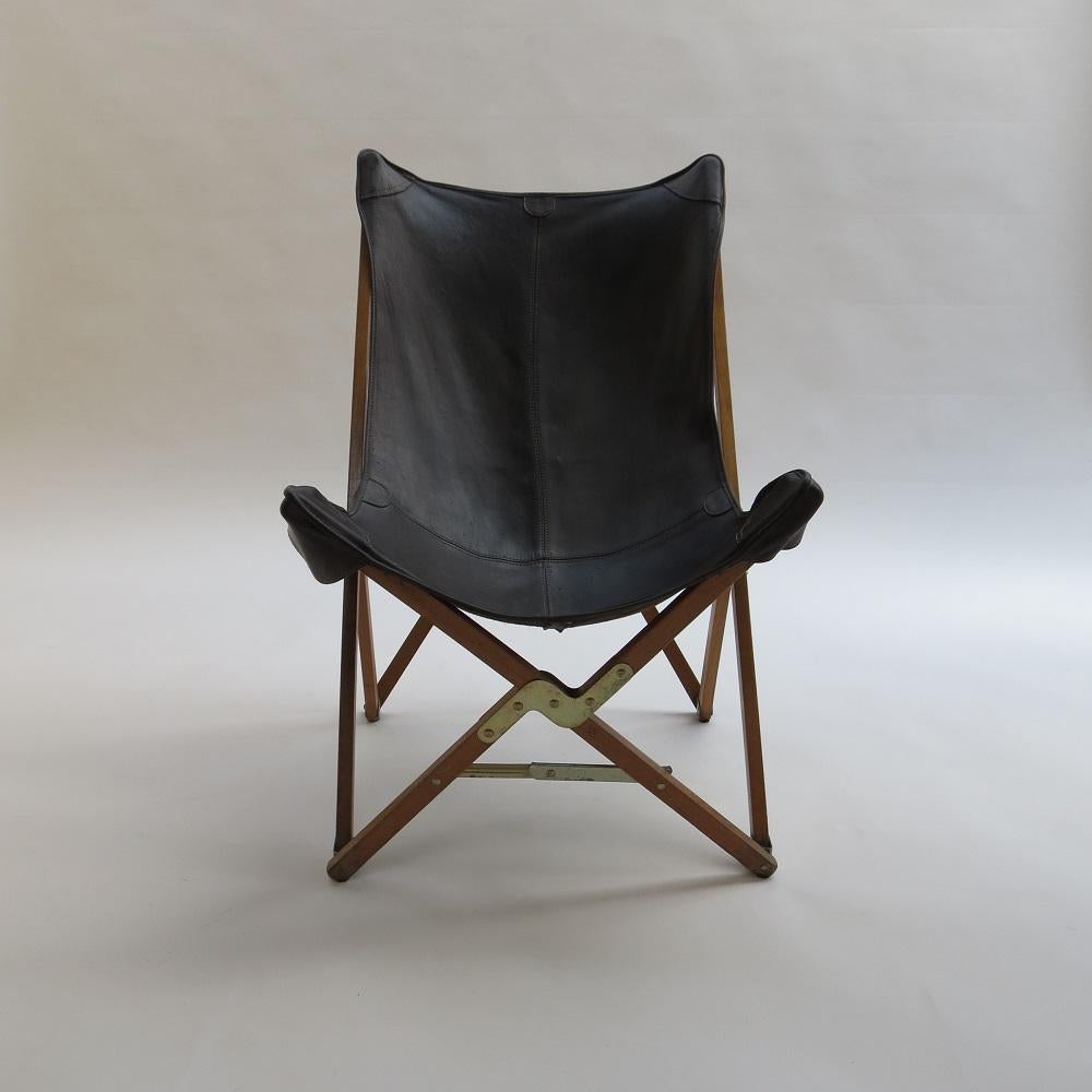 English Vintage Leather Folding Hardoy Butterfly Chair Princes Design Works