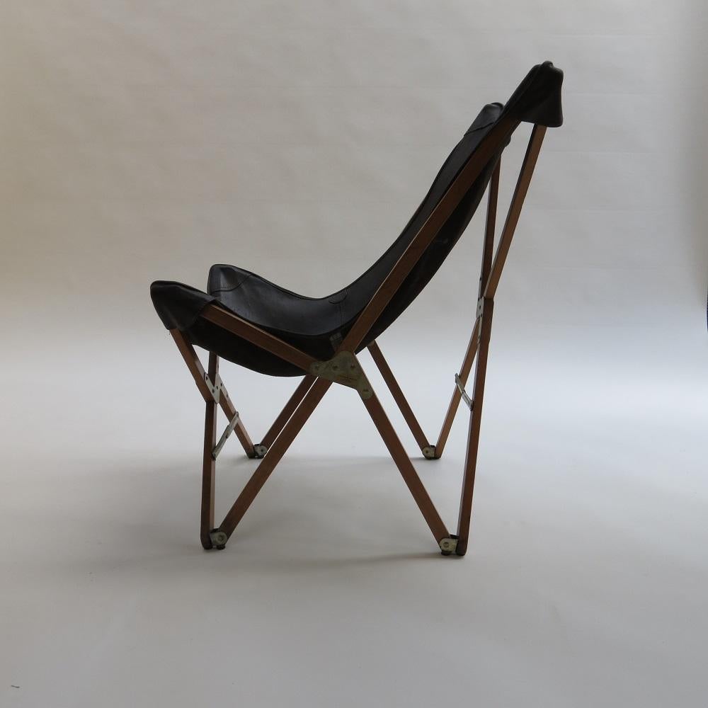 Machine-Made Vintage Leather Folding Hardoy Butterfly Chair Princes Design Works
