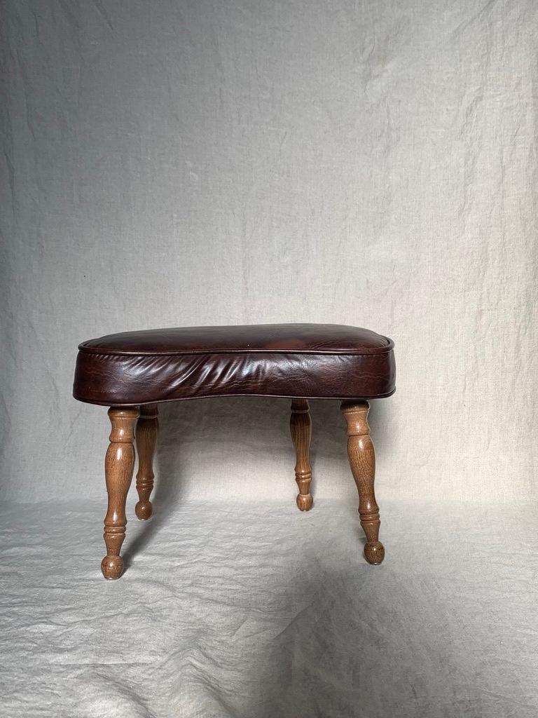 Vintage Leather Foot Stool For Sale at 1stDibs