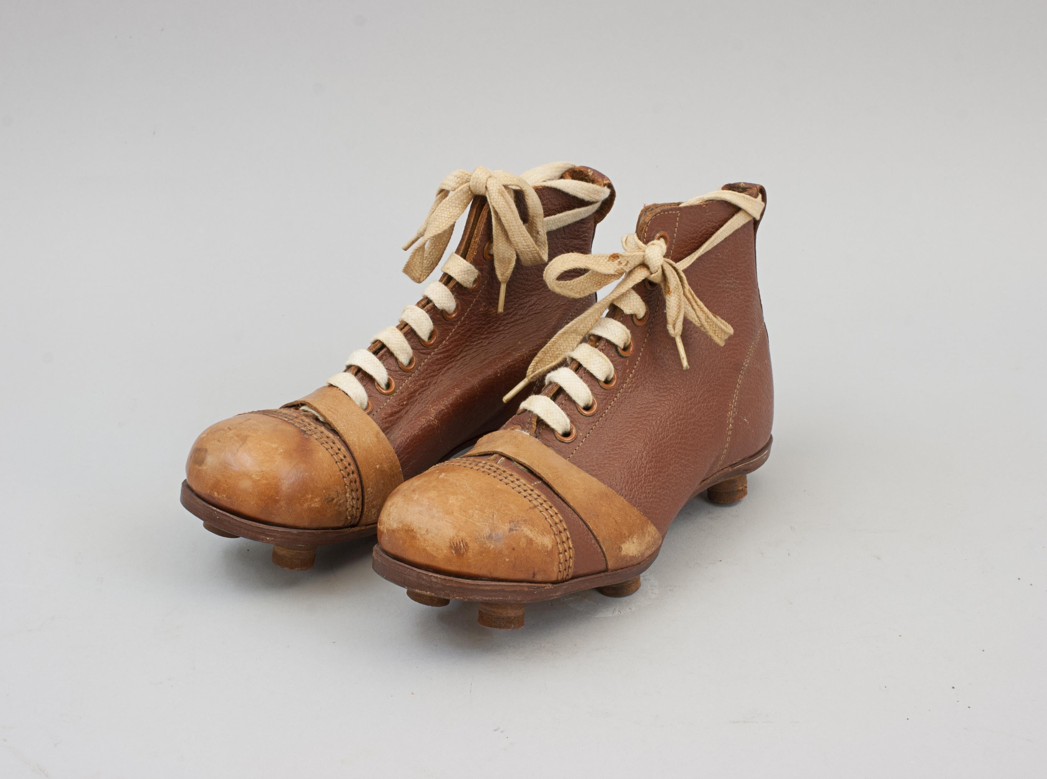 British Vintage Leather Football Boots. For Sale