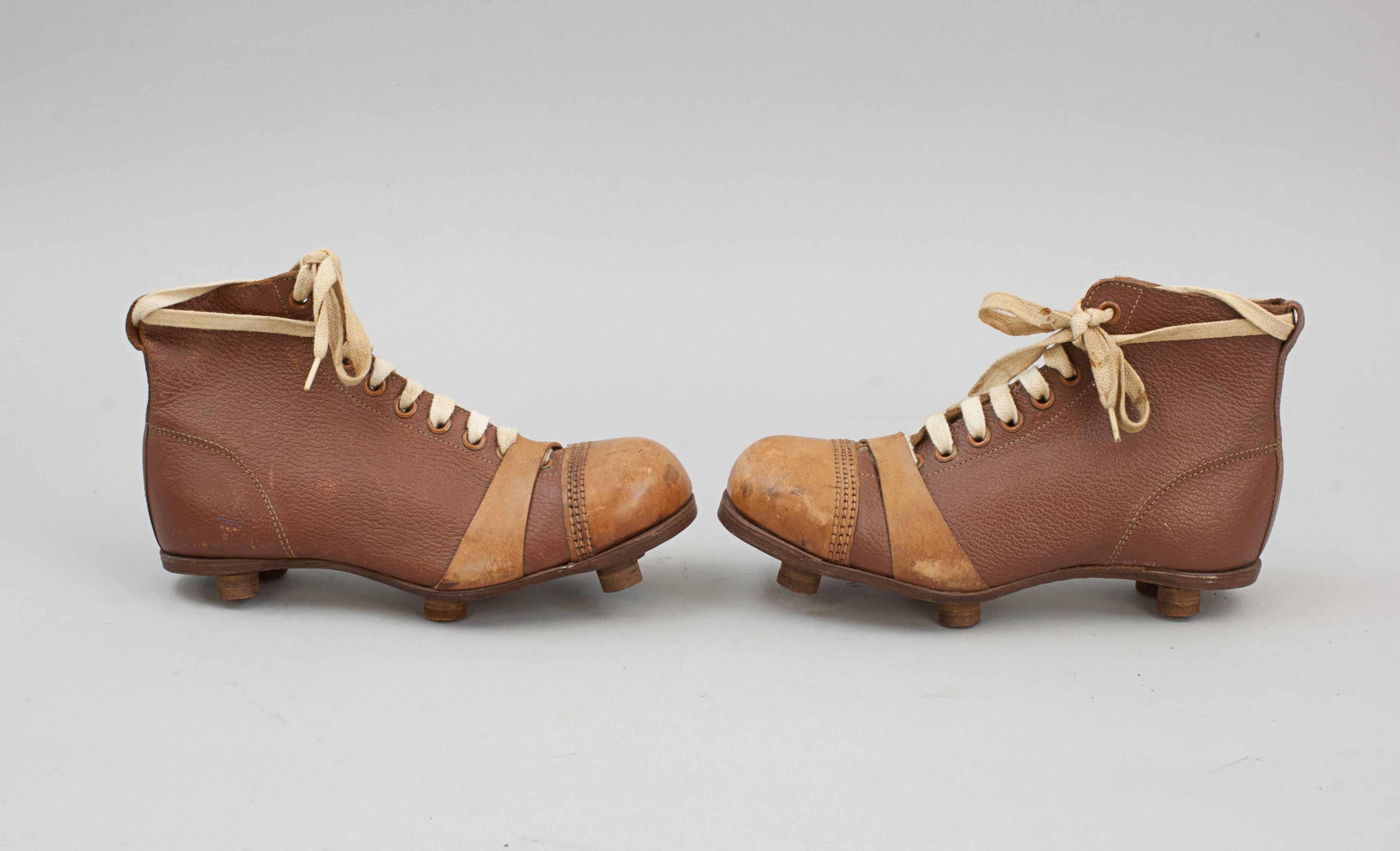 20th Century Vintage Leather Football Boots. For Sale