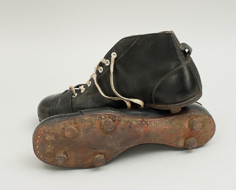 Vintage Leather Football Boots, New Kenton Black Football Boots at