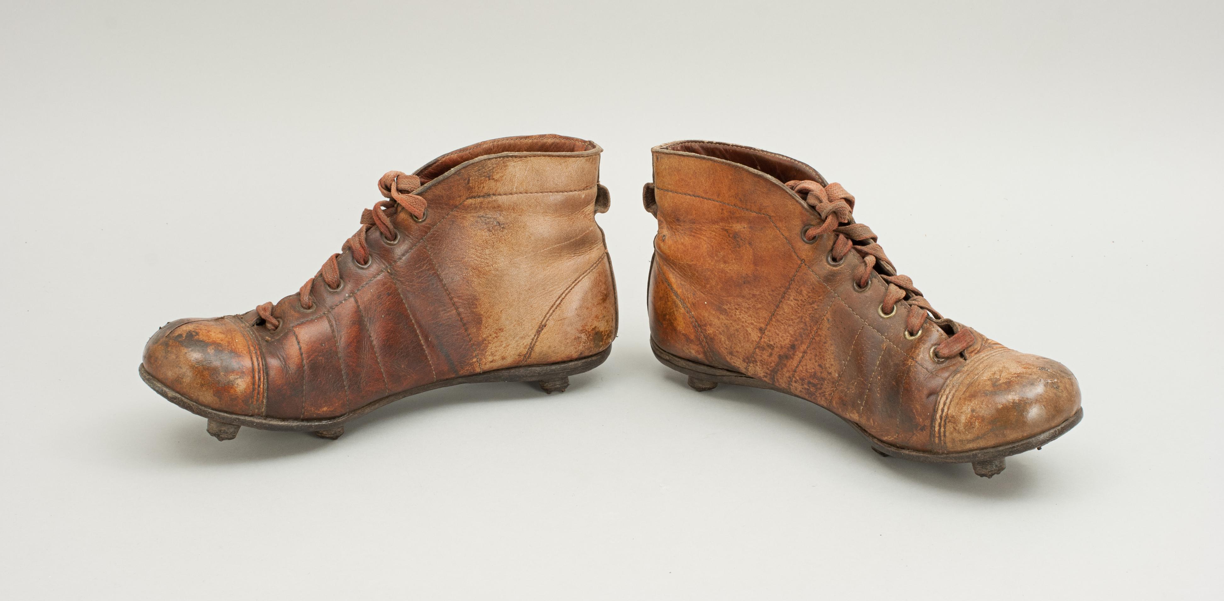 old leather football boots