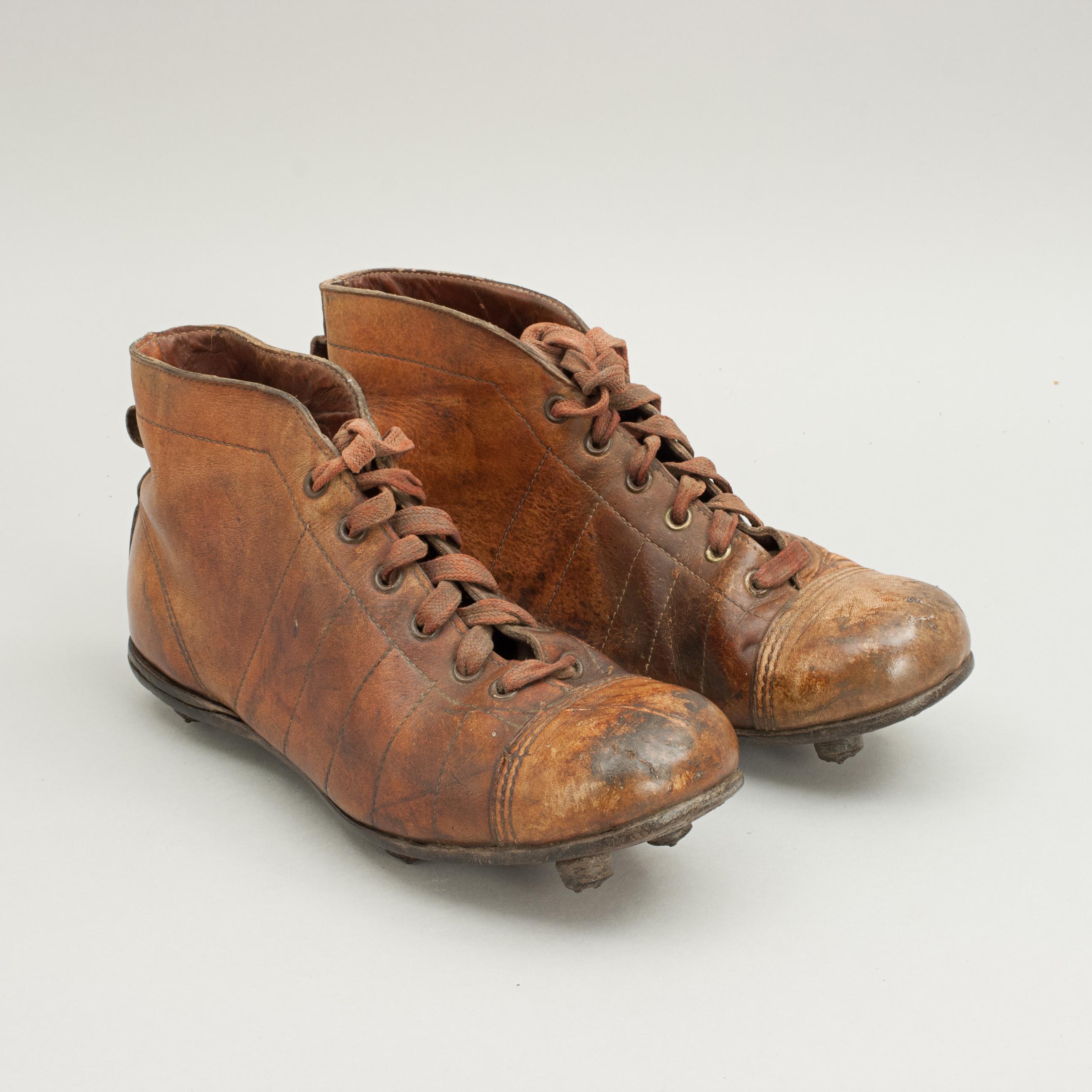 English Vintage Leather Football Boots or Rugby Boots