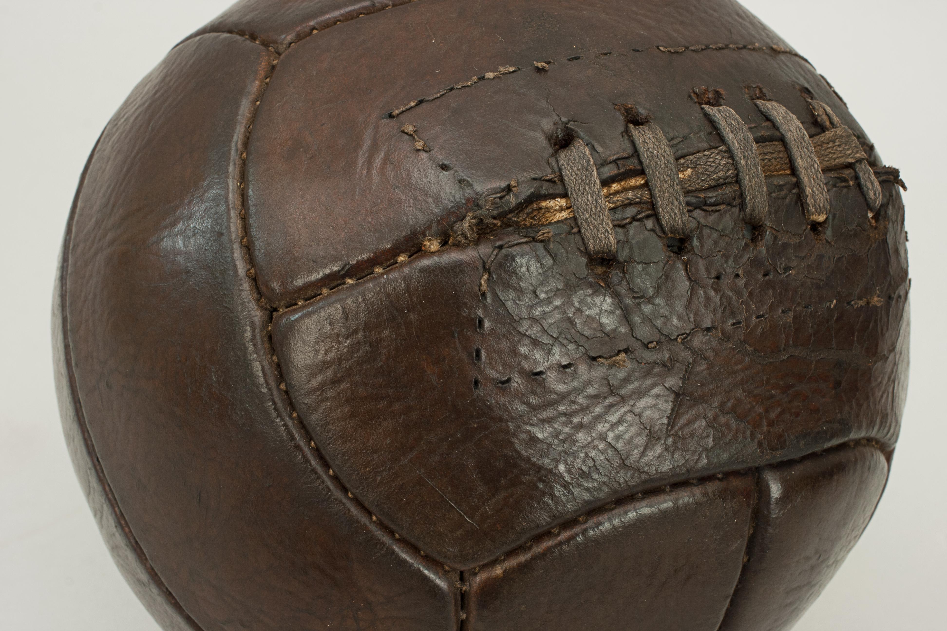Vintage Leather Football, Soccer Ball In Good Condition In Oxfordshire, GB