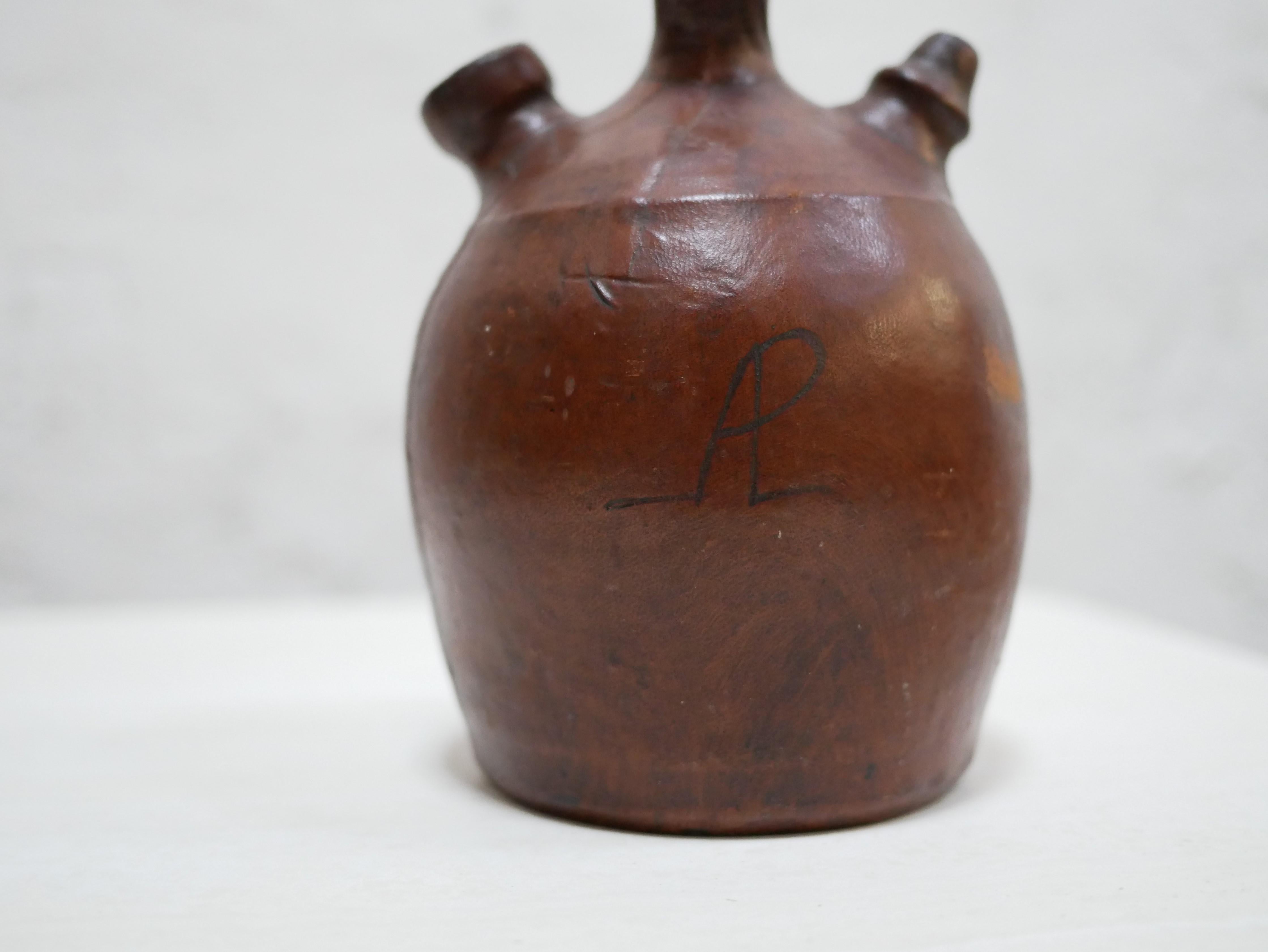 Vintage leather gargoulette pot For Sale 5
