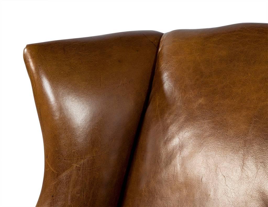 Mid-20th Century Vintage Leather Gentleman’s Wing Chair