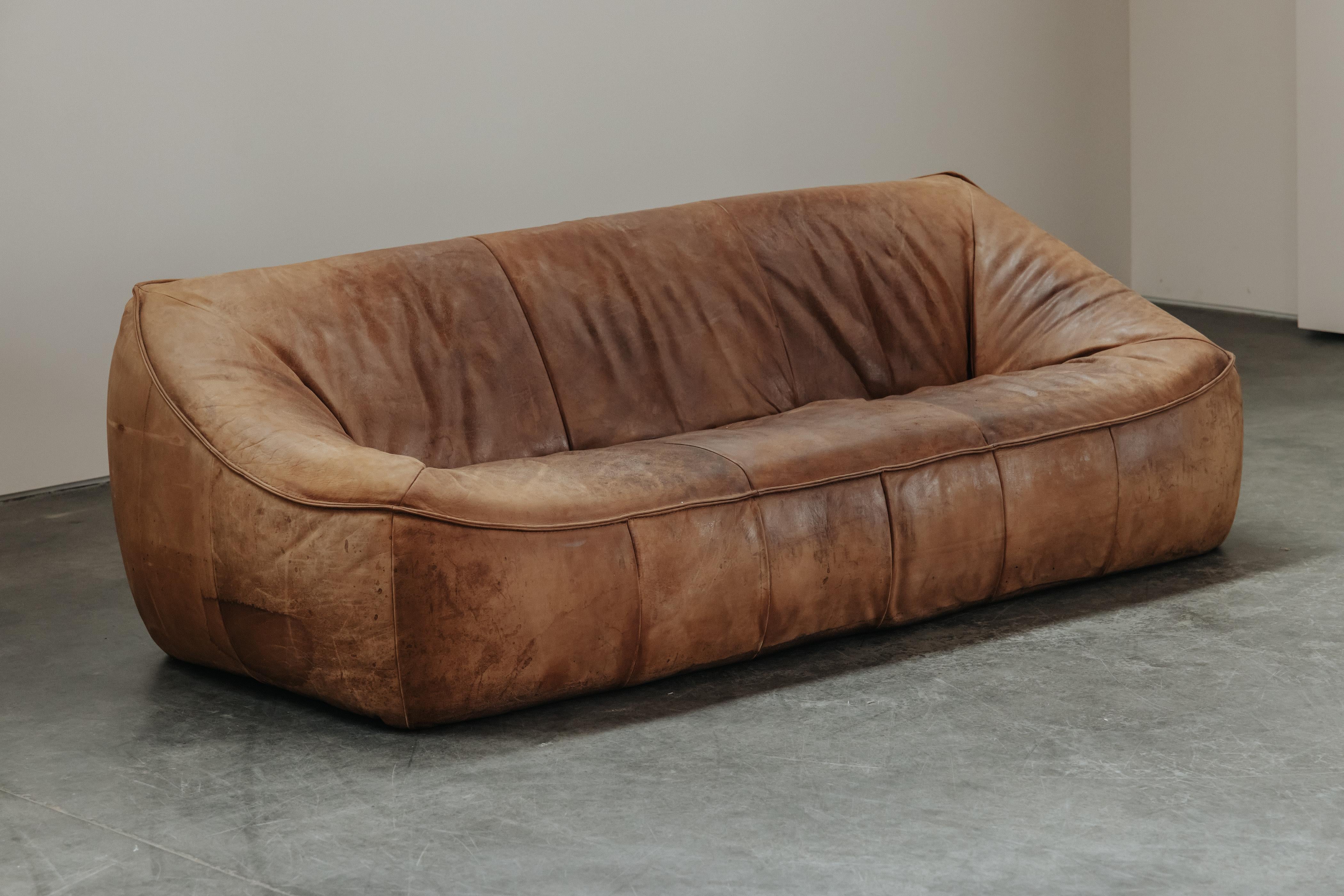 Européen Canapé vintage en cuir Gerard Van Den Berg Ringo des Pays-Bas, Circa 1970 en vente
