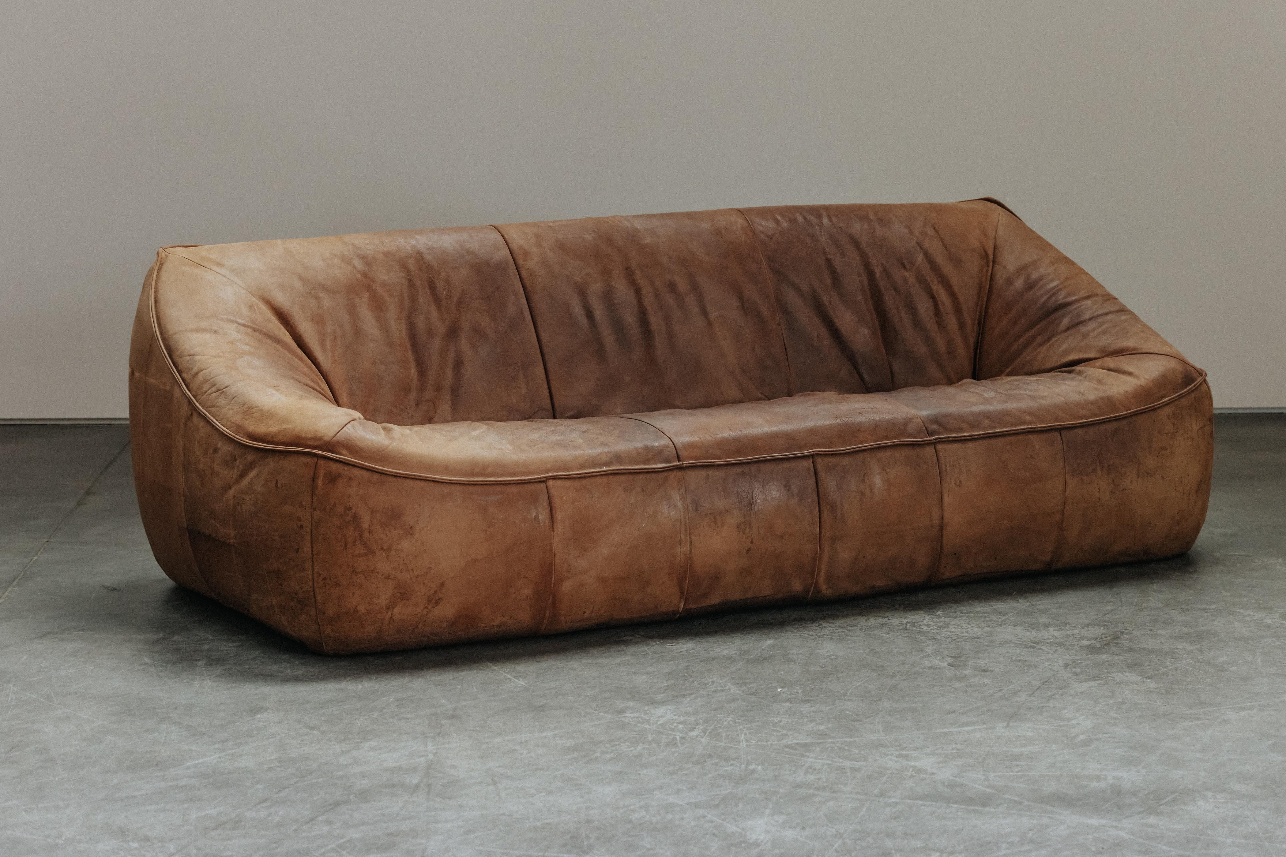 Cuir Canapé vintage en cuir Gerard Van Den Berg Ringo des Pays-Bas, Circa 1970 en vente