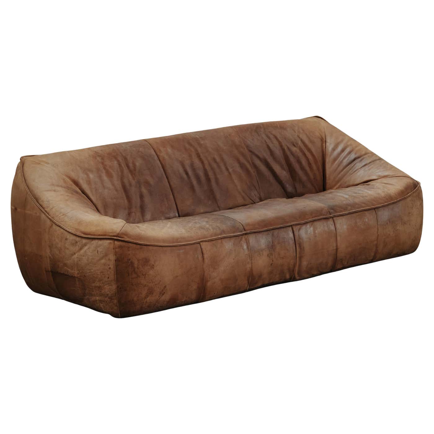 Vintage Leather Gerard Van Den Berg Ringo Sofa From Netherlands, Circa 1970