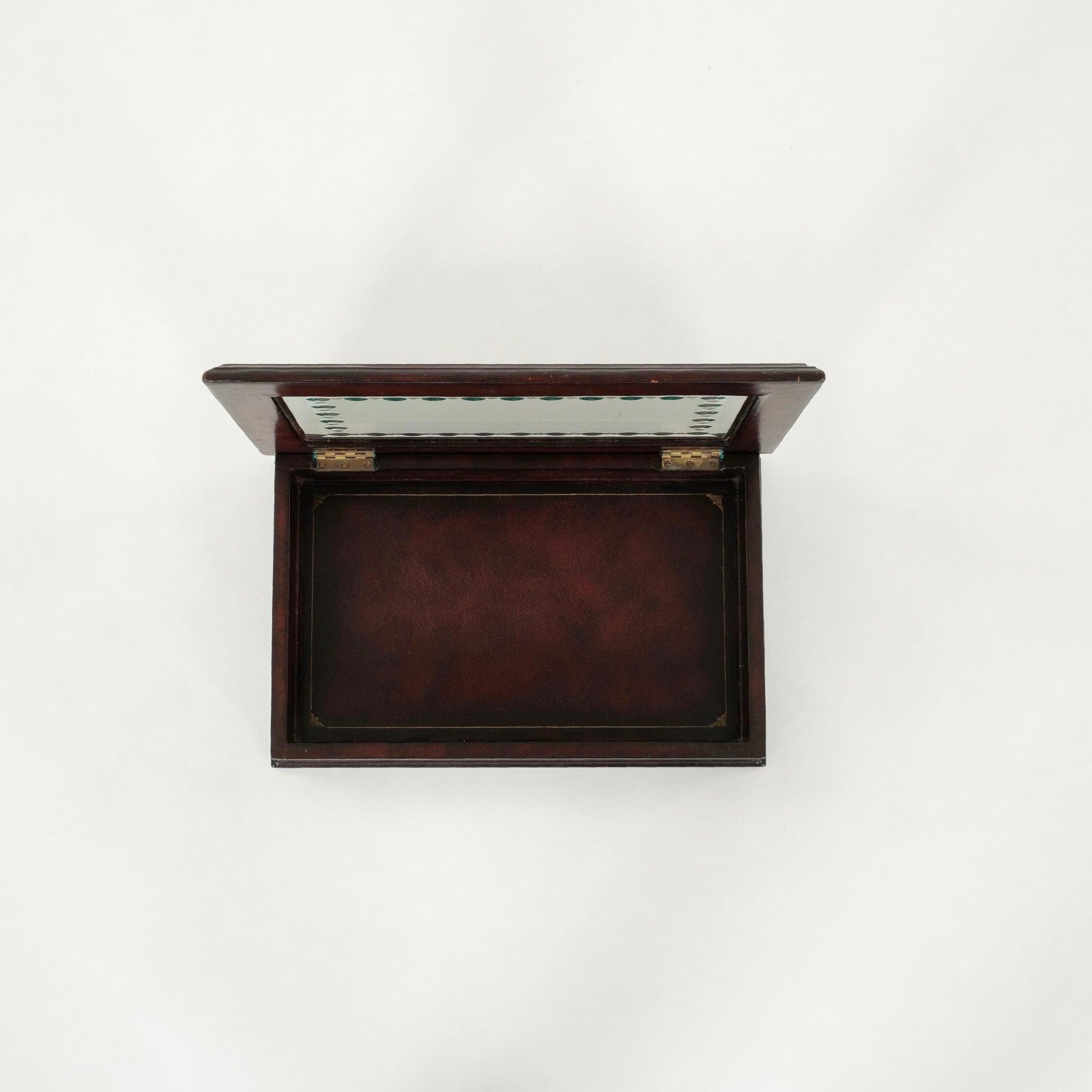 Vintage Leder Glas Deckel Box im Angebot 2