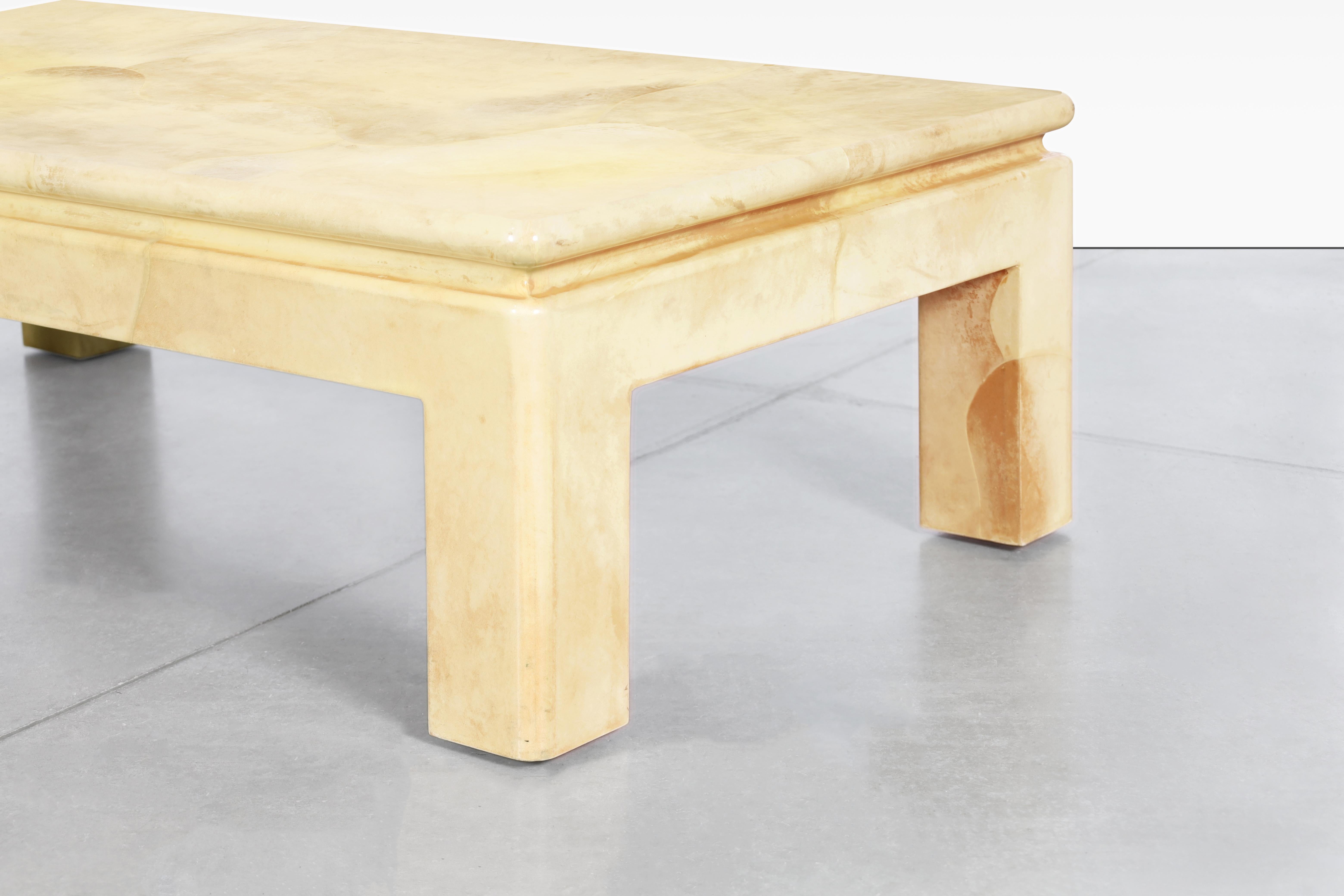 Vintage Leather Goatskin Coffee Table Attributed to Karl Springer For Sale 2