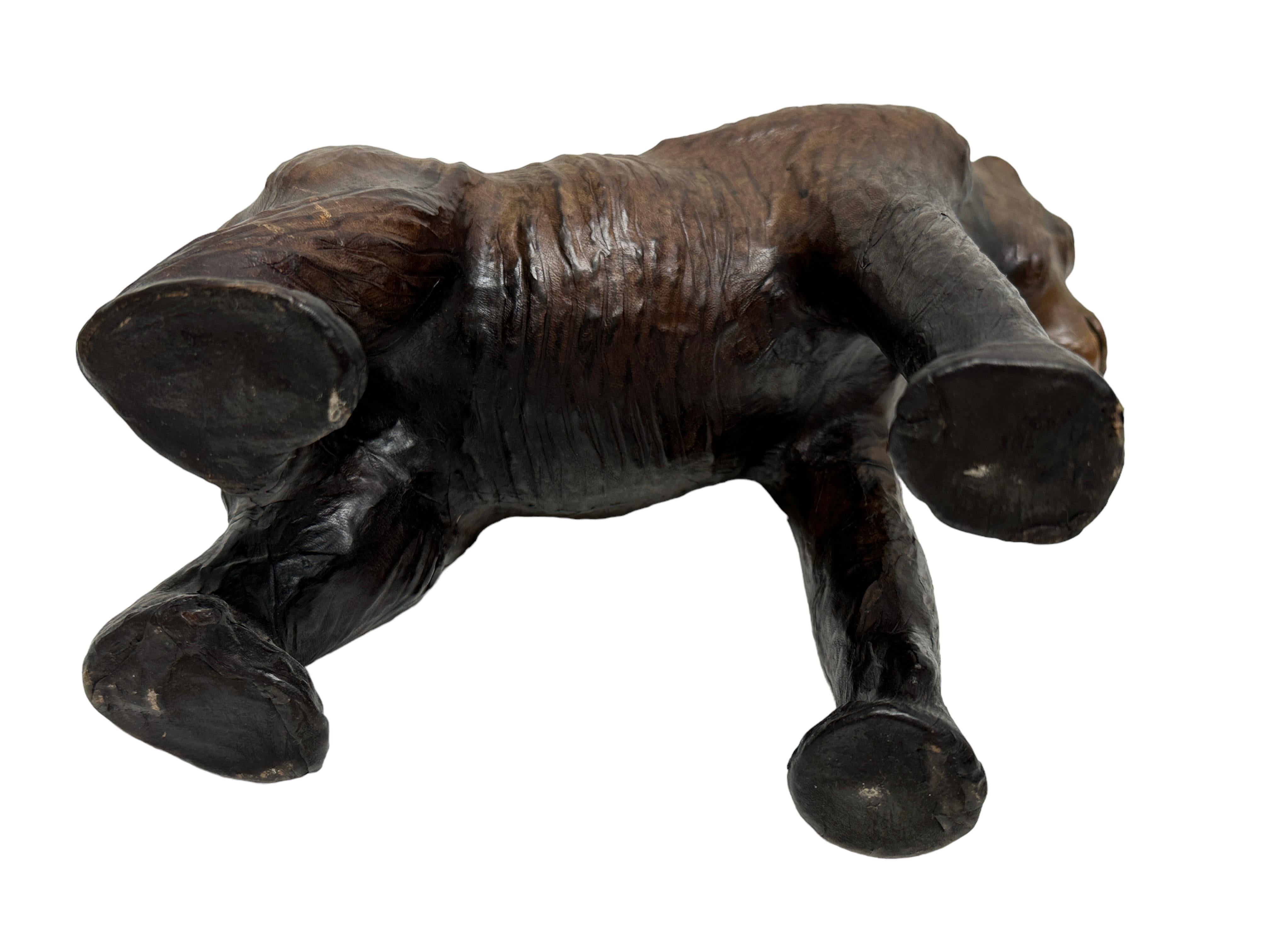 Vintage Leather Gorilla Modern Sculpture Style of Dimitri Omersa, 1980s For Sale 9