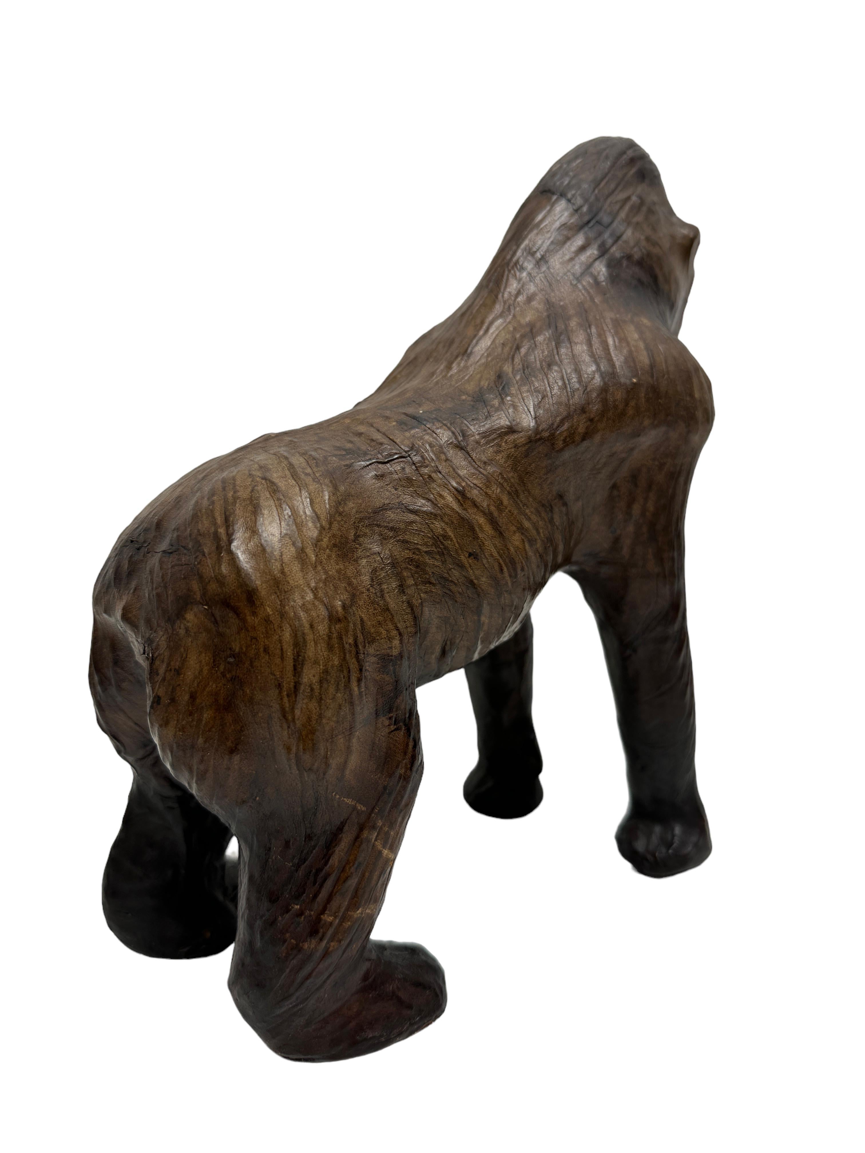 Late 20th Century Vintage Leather Gorilla Modern Sculpture Style of Dimitri Omersa, 1980s For Sale