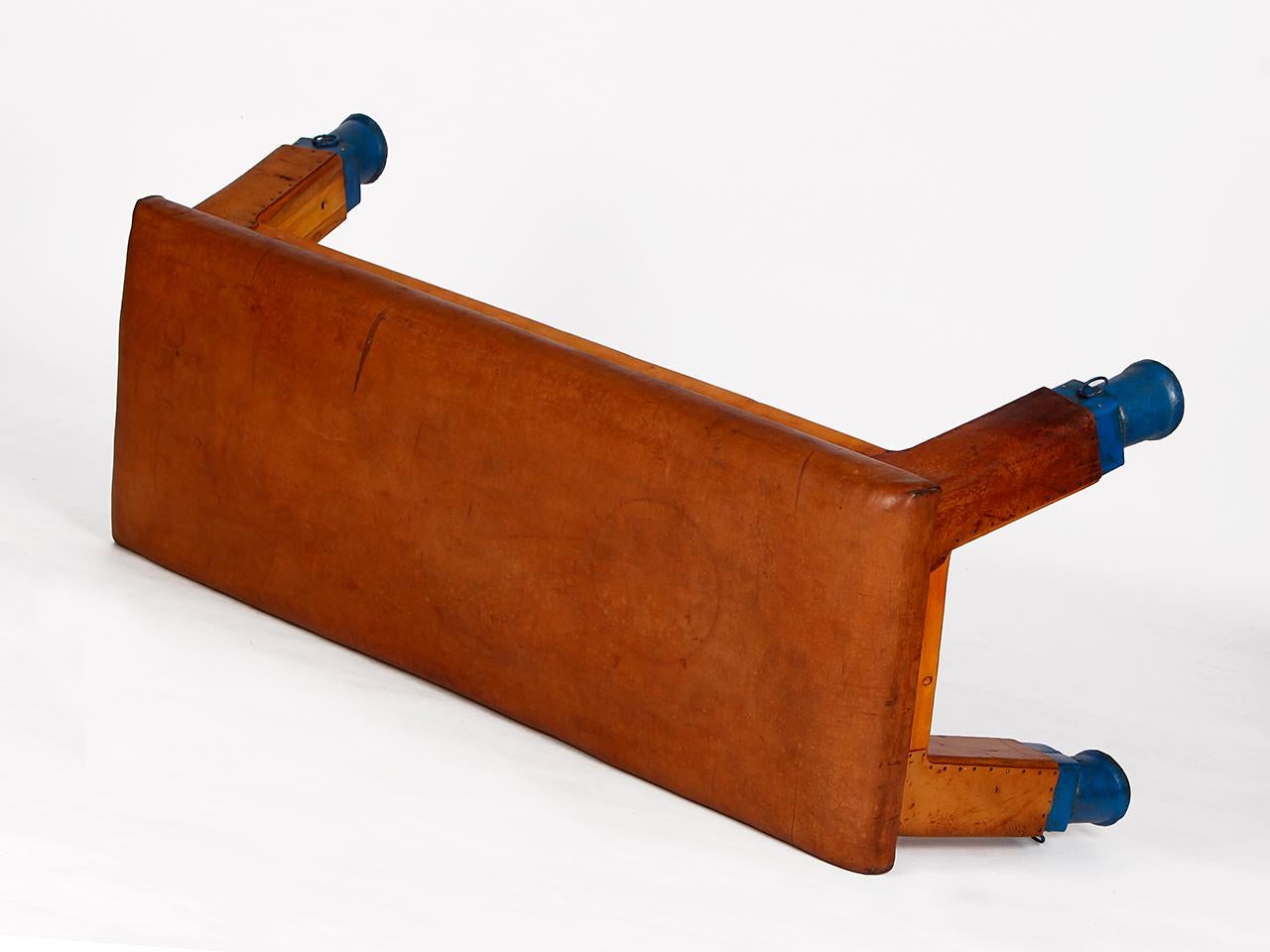 Vintage Leather Gym Bench, 1930s 5