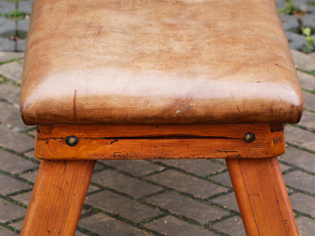 Czech Vintage Leather Gym Bench, 1930s