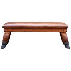 Vintage Leather Gym Bench, 1930s