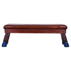 Gymnastic Vintage Leather Pommel Horse Gym Bench TOP Extra Long, 1930s