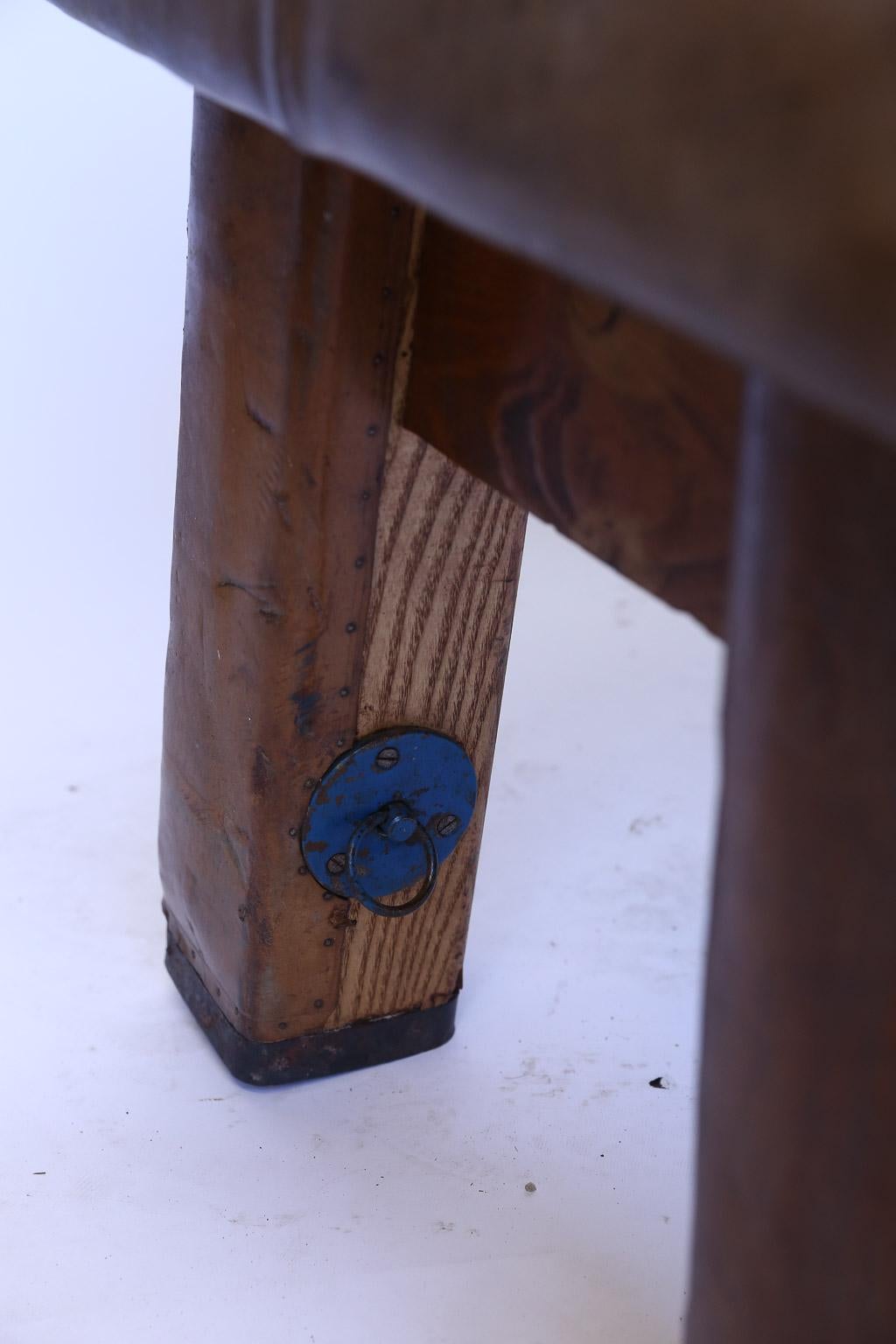 rustic leather bench