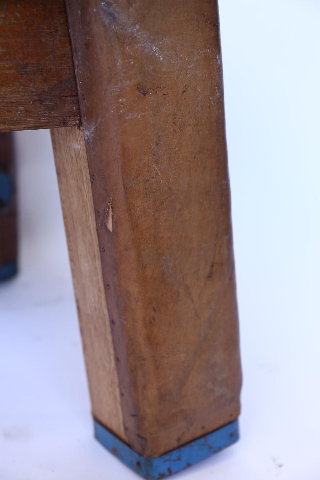 French Vintage Leather Gym Bench