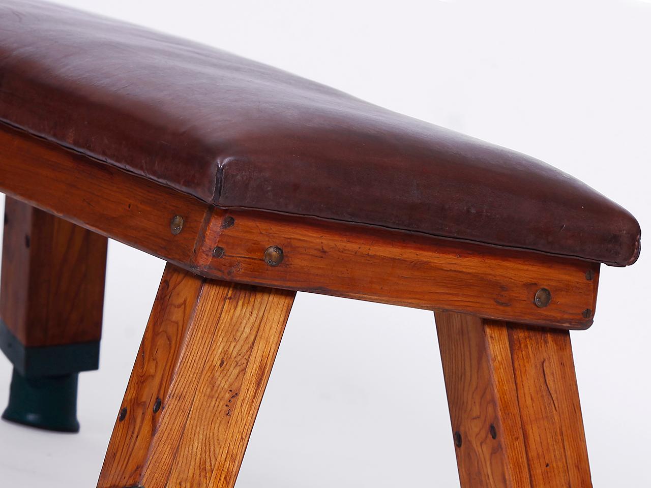 Banc de salle de sport en cuir pour chevaux pommel vintage, années 1930 en vente 2