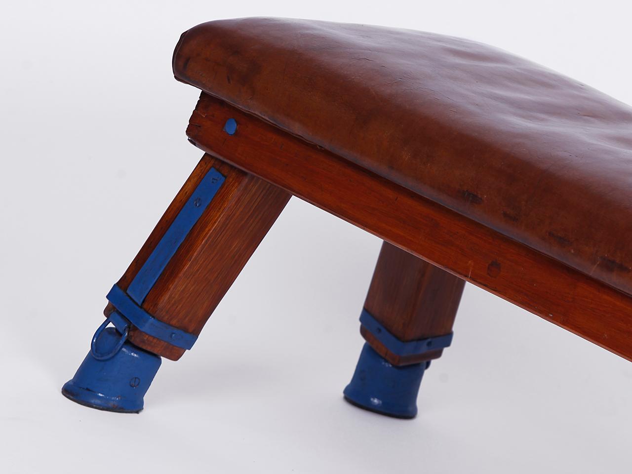 Czech Vintage Leather Gym Bench Top, 1930s For Sale