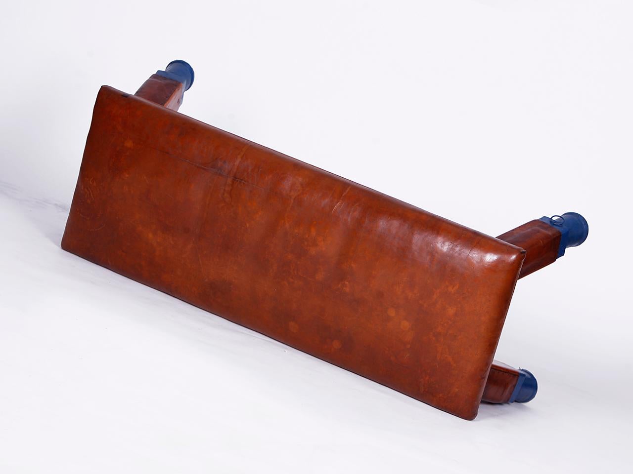 Gymnastic Vintage Leather Pommel Horse Gym Bench TOP, 1930s 2