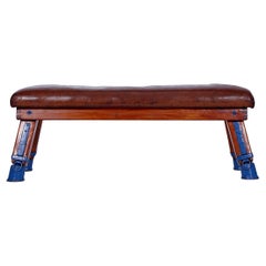 Vintage Leather Gym Bench Top, 1930s