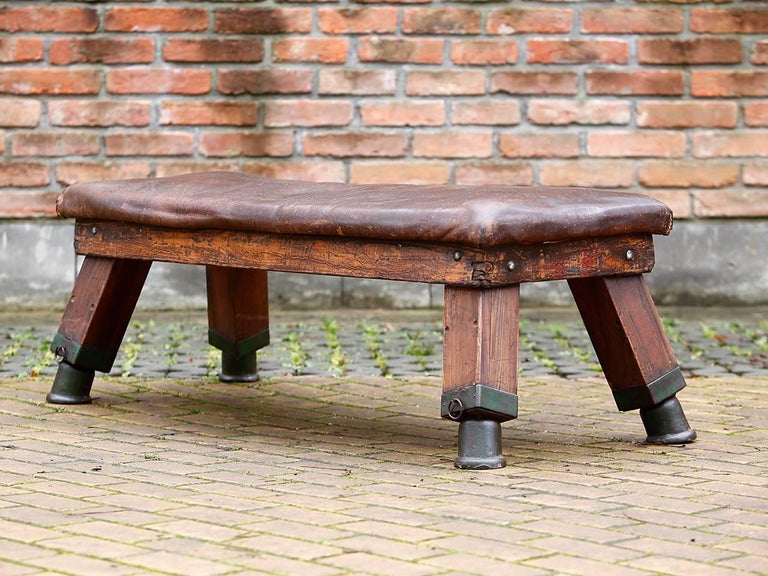 Vintage Leather Gym Bench, 1930s For Sale at 1stDibs