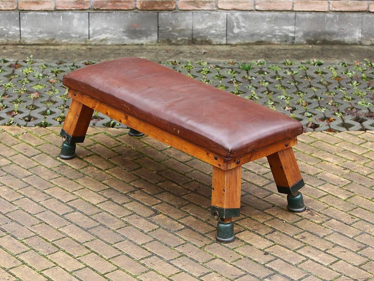 Vintage Leather Gym Bench, 1930s For Sale at 1stDibs