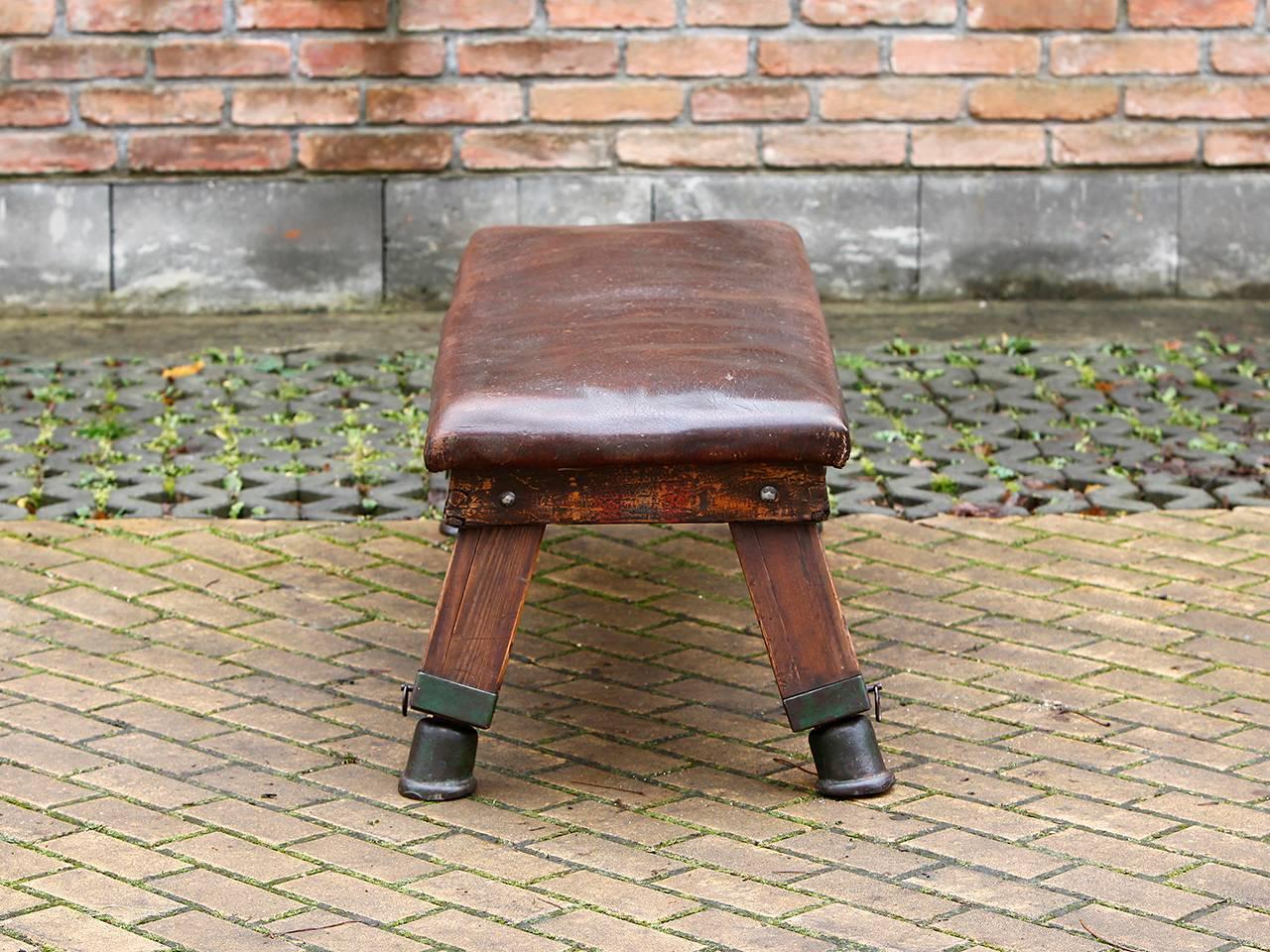 vintage leather bench