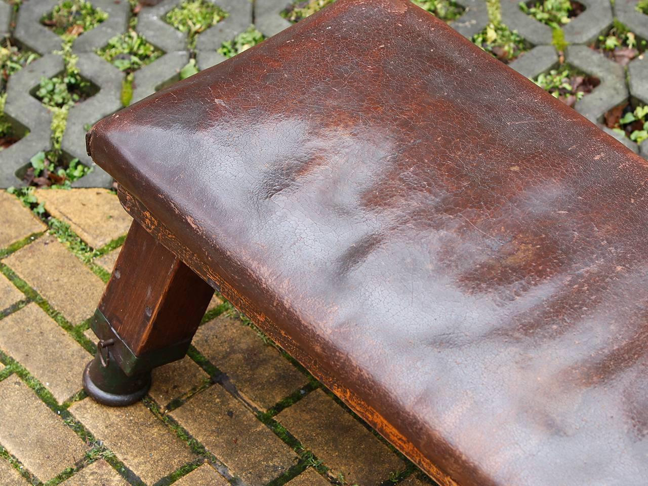 Vintage Leather Gym Bench, 1930s 1