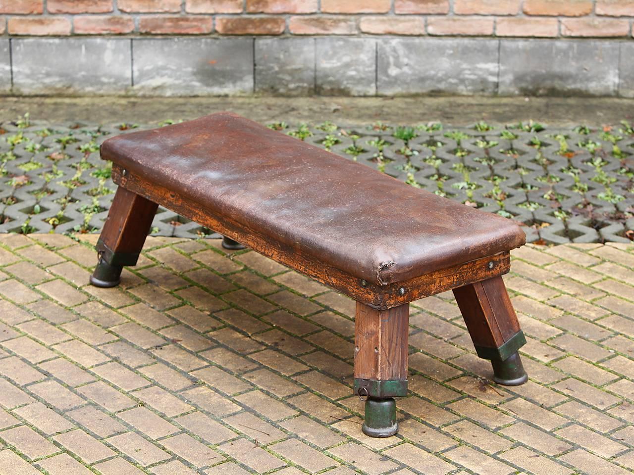 Vintage Leather Gym Bench, 1930s 2