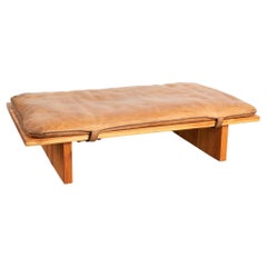 Used Leather Gym Mat Large Ottoman Coffee Table, Denmark circa 1960