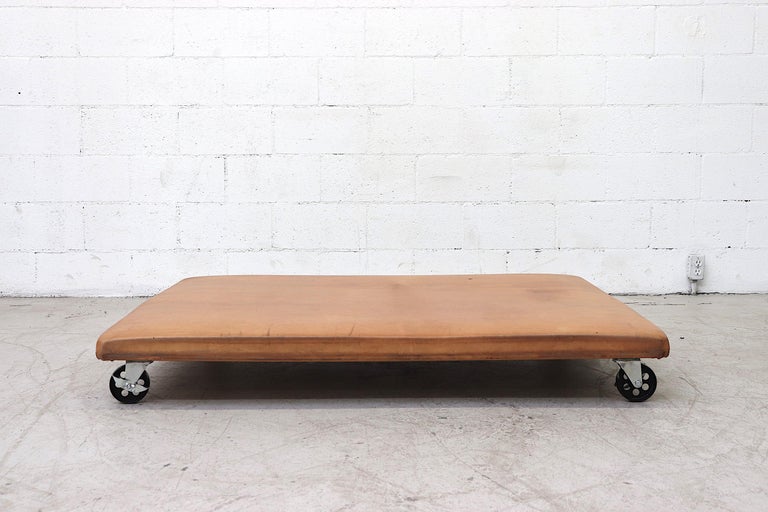 Vintage Leather Gym Mat on Wheels For Sale at 1stDibs