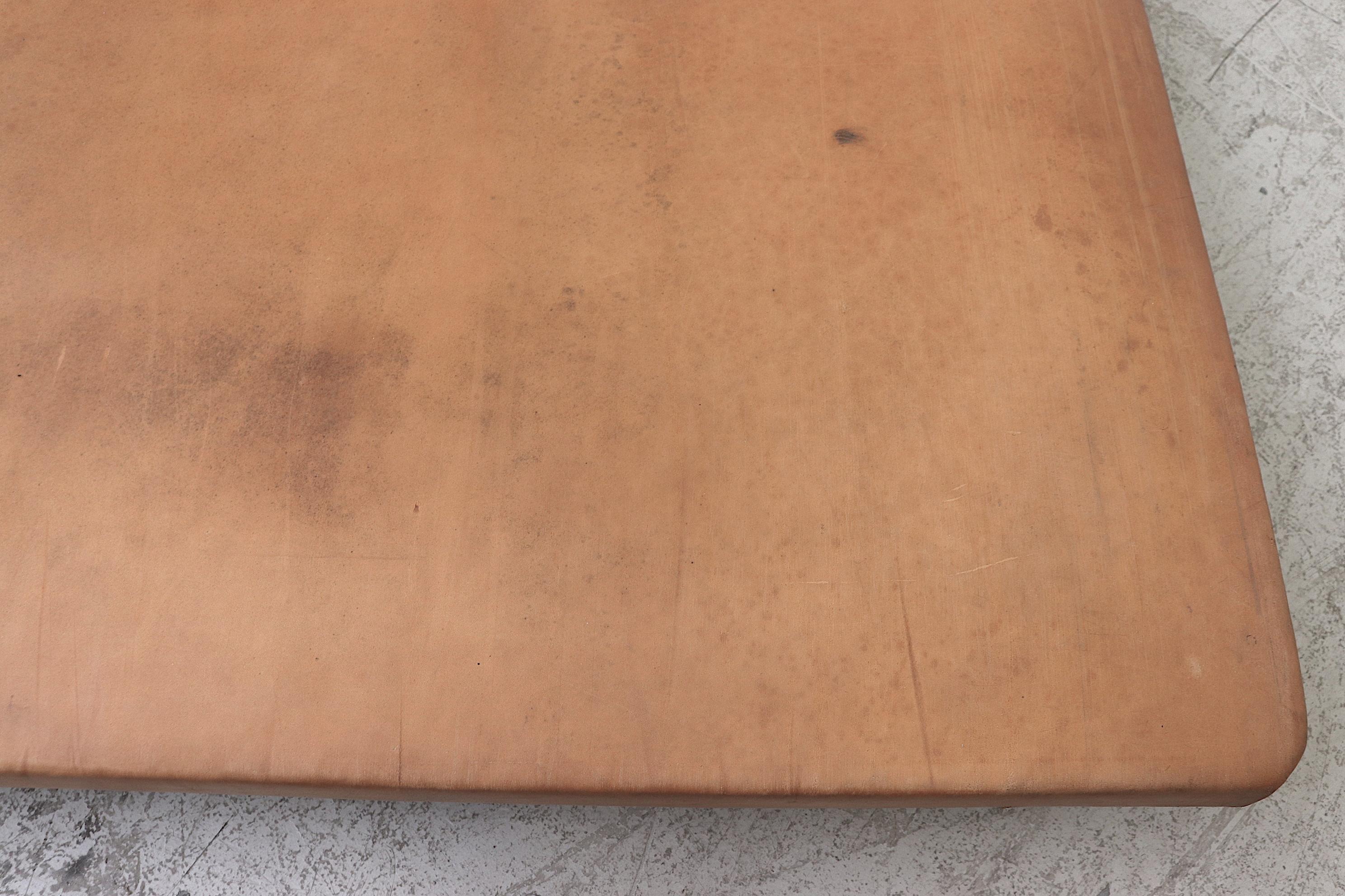 Tan Leather Vintage Gym Mat on Wheels For Sale 1