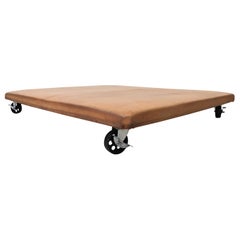 Alfombrilla de gimnasio vintage grande de cuero natural con ruedas