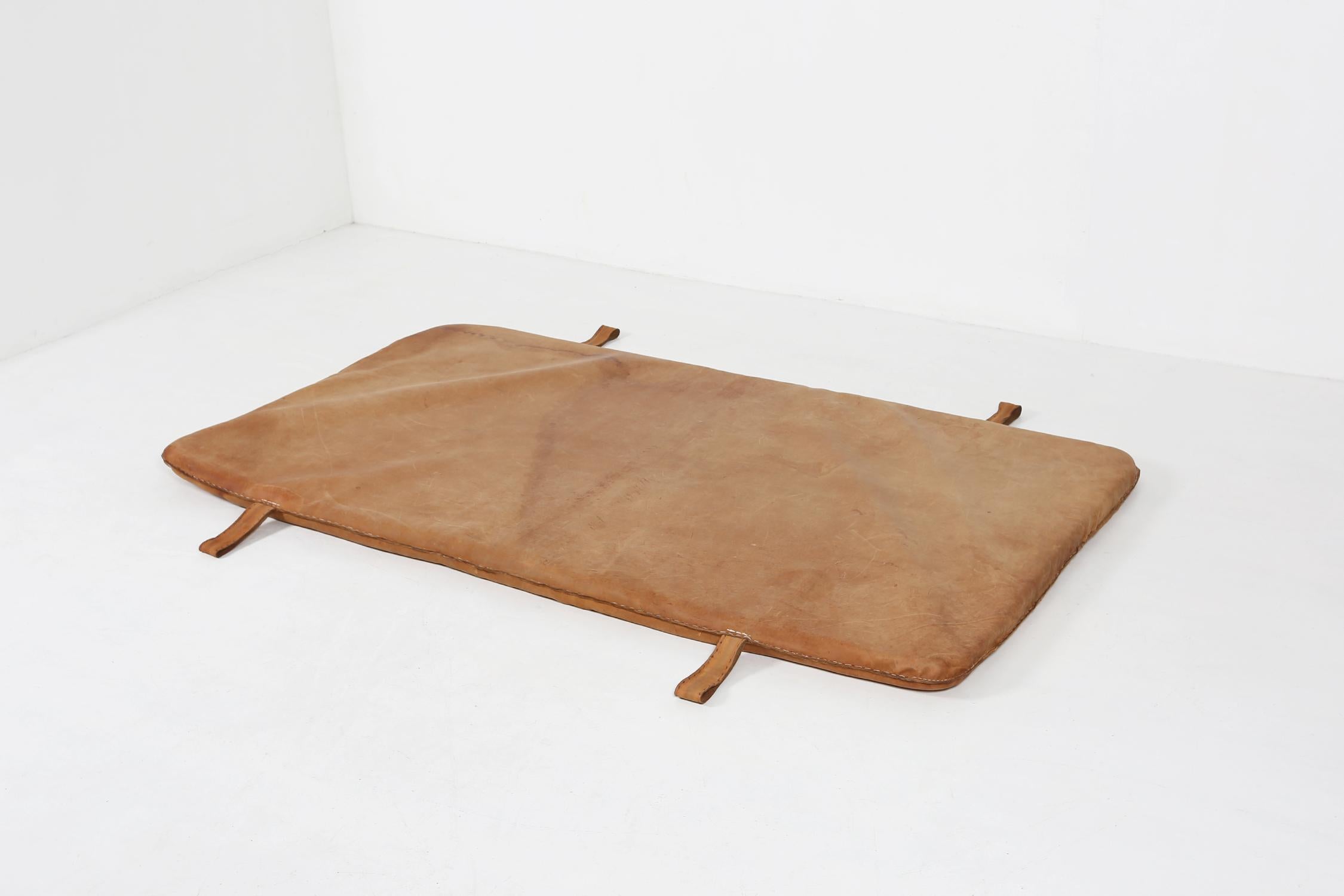 Industrial Vintage leather gym mat with nice patina, Belgium, 1930s