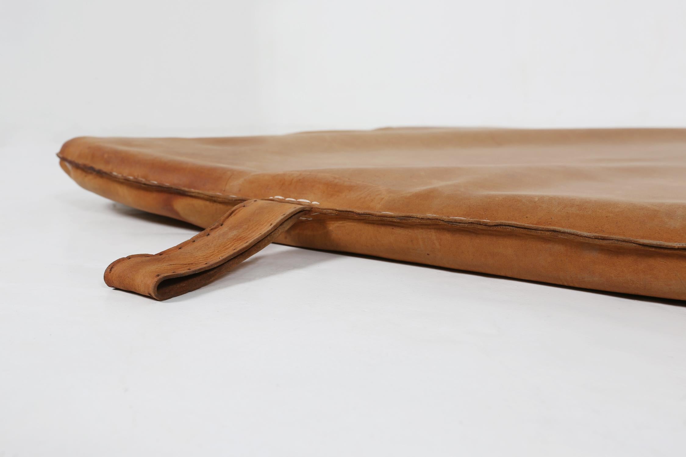Leather Vintage leather gym mat with nice patina, Belgium, 1930s