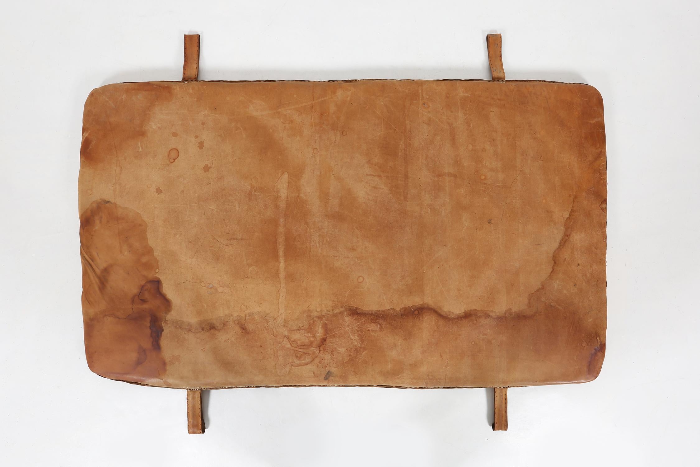 Vintage leather gym mat with nice patina, Belgium, 1930s 2