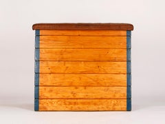 Vintage Leather Gymnastic Bench Box, 1940s, Restored