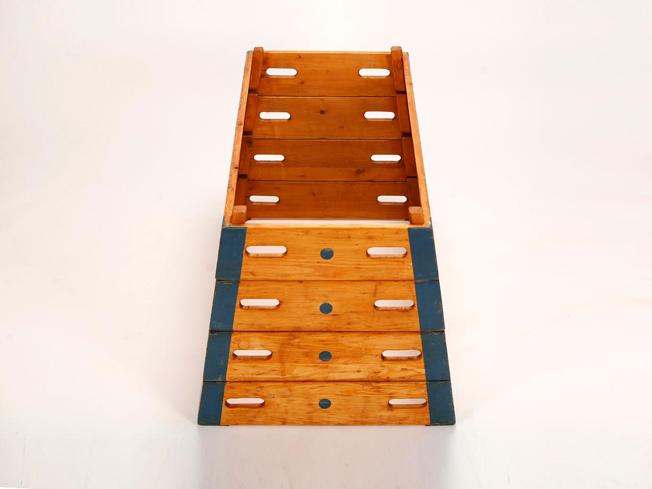Mid-Century Modern Vintage Leather Gymnastic Bench Box, 1940s, Restored For Sale