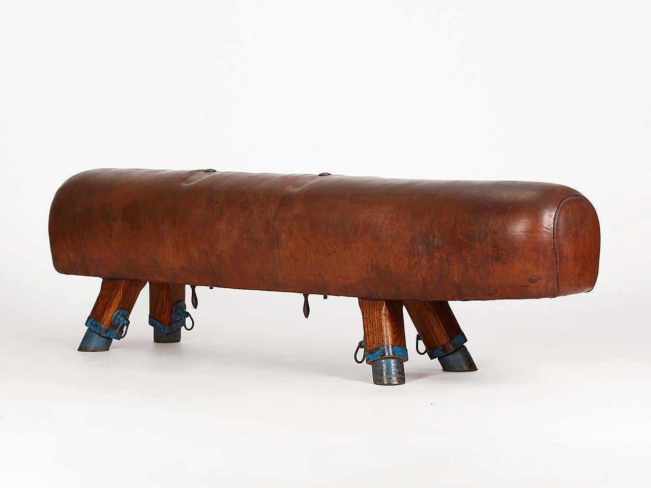 Vintage Leather Gymnastics Pommel Horse Bench, 1920s 3