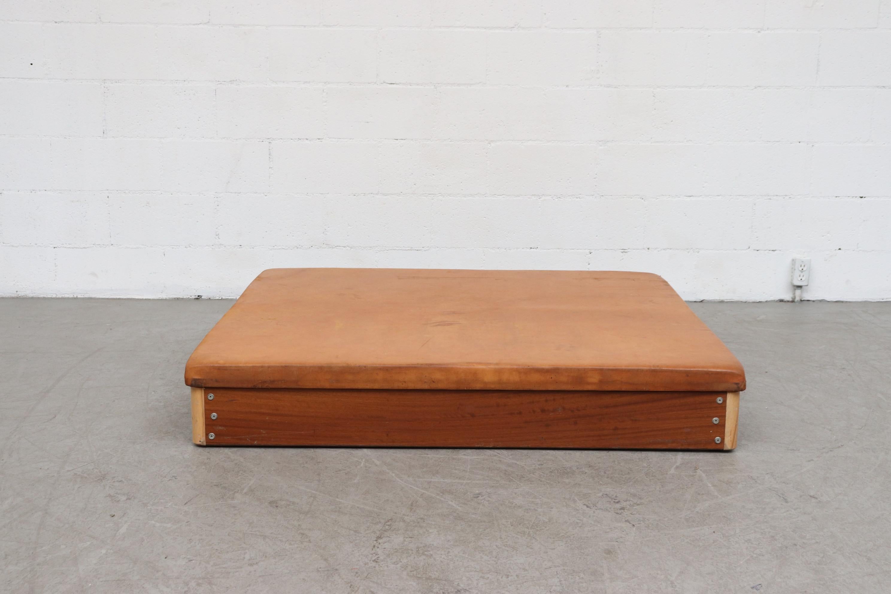 Mid-Century Modern Vintage Leather Gymnastics Square Tumble Mat