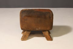 Vintage Leather Gymnastics Stool  1930s, Czechoslovakia