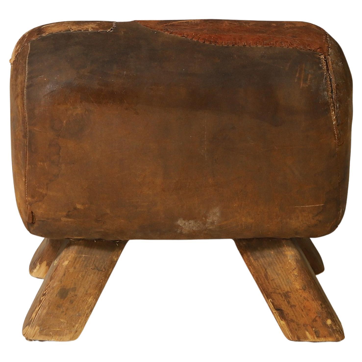 Vintage Leder Gymnastikhocker  1930er Jahre, Tschechoslowakei