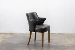 Vintage Leder Halb-Arm-Esszimmerstuhl